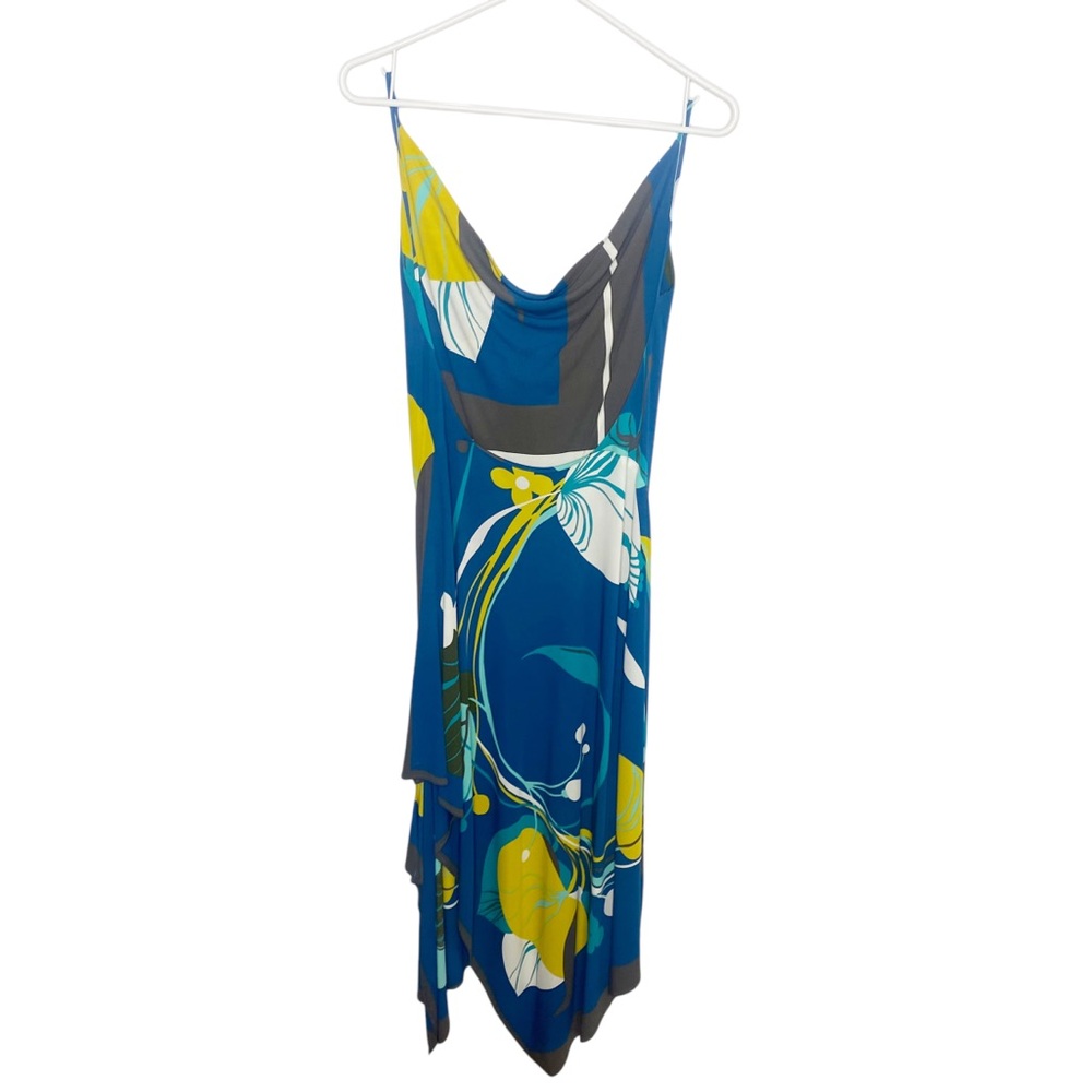 Y2K slip dress turquoise mustard size XS N - Picture 5 of 5